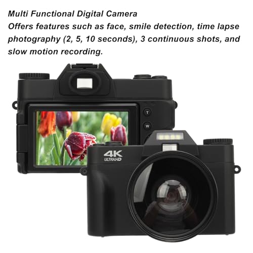 Cámara digital 4K 48MP pantalla HD 3 pulg giratoria 180° miniatura 2