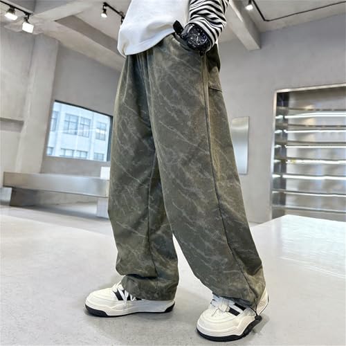 Boys Corduroy Pants Stretch Elastic Waist Baggy Wide Leg Pants Drawstring Open Bottom Jogger Sweatpants with Pockets2