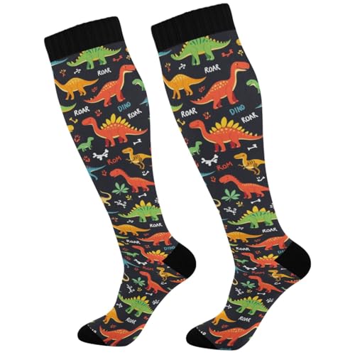 Image of Pigsaly Womens Compression Socks Yellow Stars Funny Brown Capybara Knee High Socks Athletic Tube Sock Outdoor Sport Socks