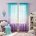 Lilac and Turquoise Curtains for Bedroom Girls Room Decor Set of 2 Panels Ombre Patterned Window Semi Sheer Curtains for Living Room Kids Nursery Mermaid Themed Green and Purple 52 x 84 Inch Length
