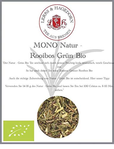 Lerbs & Hagedorn, Rooibostee Natur - Grün Bio | Fruchtig-Herb, Aromatisch, Weich 1kg Ca. (81 Liter) Grüner Rooibos (g.U.) Bio