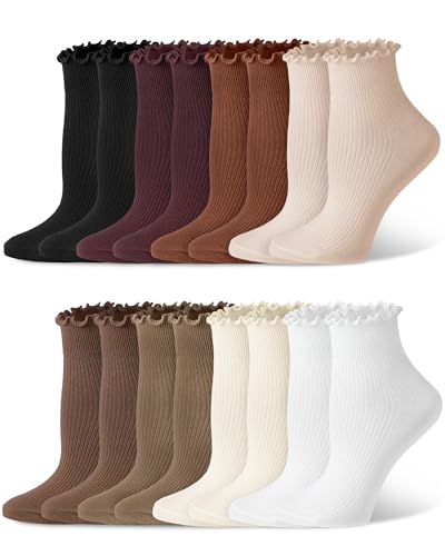 Justay 8 Pairs Ruffle Socks Woman Cute Frilly Soft...