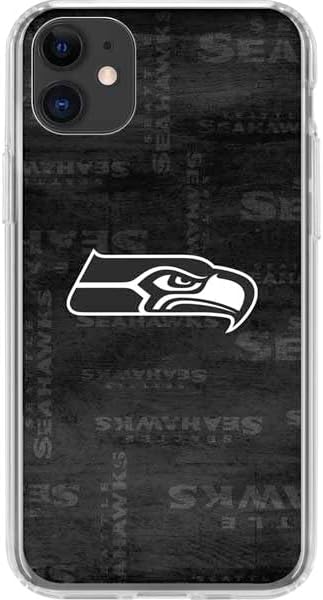 Skinit Clear Phone Case Compatible with iPhone 11 - Officially Licensed NFL Seattle Seahawks Black & White Design