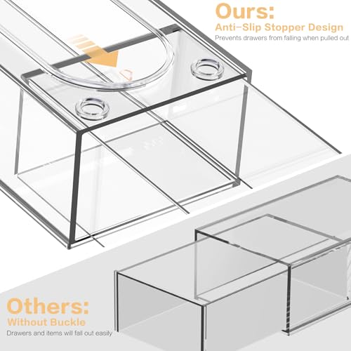 Desk Organizer with14 Drawers, ToyaJeco 14 Packs Clear Acrylic Desktop Storage Drawers Makeup Organizer, Stackable Craft Storage Box Cabinets for Office Vanity Countertop Bathroom Bedroom