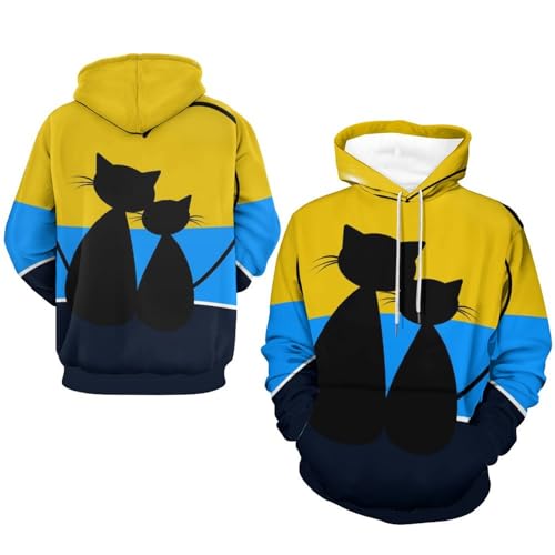 Sweats à capuche couple de chats pull cadeau saint valentin - 7