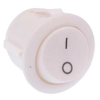 Round White On-Off Rocker Switch SPST 2 Terminal Latching Basoc