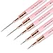 Metallic Nail Art Brushes, 5pcs Nail Art Design Pens, Liner Brushes Set, Gel Polish Painting Tools for Long Lines,Thin Details, Fine Drawing, Delicate Coloring,Sizes 7/9/11/15/25mm (Pink)