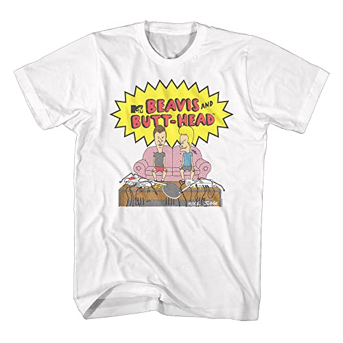 Beavis And Butt-Head Neon Couch T-Shirt - Classic MTV Graphic Tee, 100% Cotton, Black (Small)