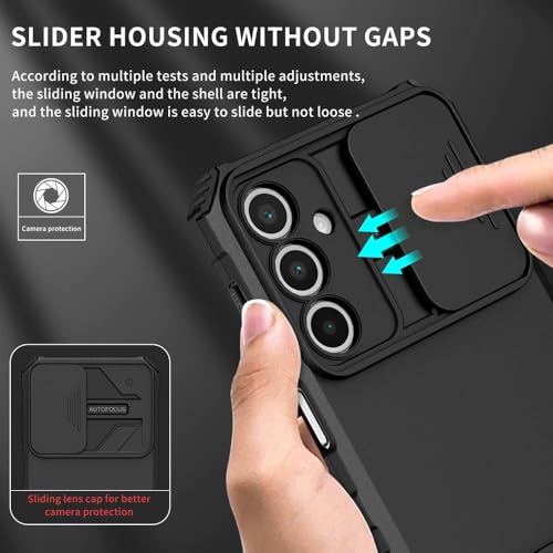 Image of Back Cover Case for Samsung Galaxy A25 5G | Sliding Camera Shield | Stereoscopic Stand | 360 Protection Mobile Phone Case Cover for Samsung Galaxy A 25 / A25 5G | PC, Black Back Cover