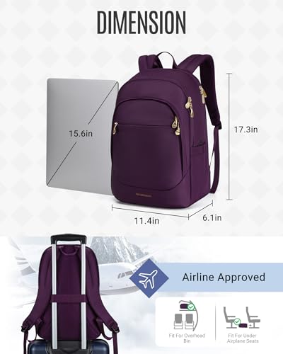 Image of LIGHT FLIGHT Travel Backpacks Laptop Backpack for Women 15.6 inches Computer Bags for Work Travel College, Gifts for Women, Purple