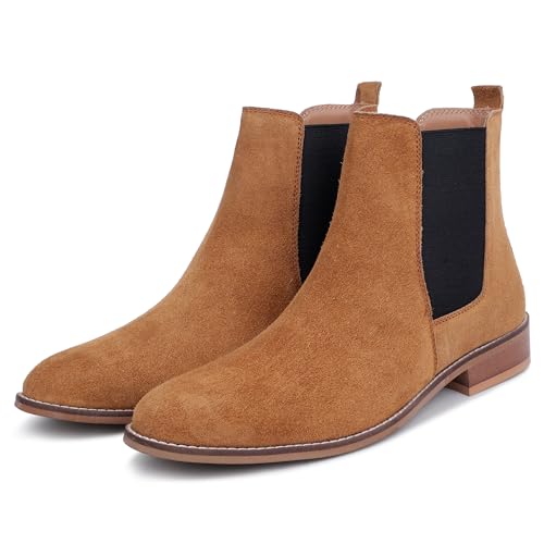 Image of LOZANO Suede Leather Chelsea Boots for Men | High Ankle Boots, Soft Cushioned Insole, Slip-Resistance, Arch Support & Shock Absorption