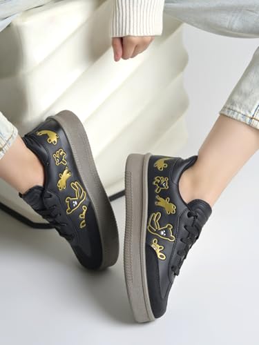 Image of Shoetopia Women's Casual Sneakers | Lace-Up Low-Top Shoes with Cushioned Sole | Trendy Daily Footwear Walking Shoes
