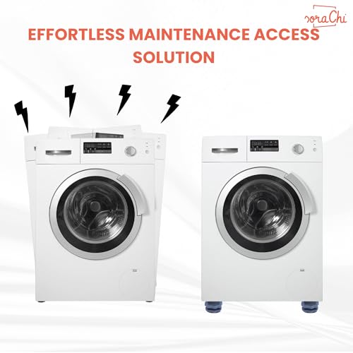Image of SoraChi Washing Machine Stand Set of 4 Anti Vibration Pads | Elevated Plastic Feet Reduce Noise & Vibrations | Protects Against Water Damage Rust | for Front Load Top Load Semi Automatic (6x6cm)