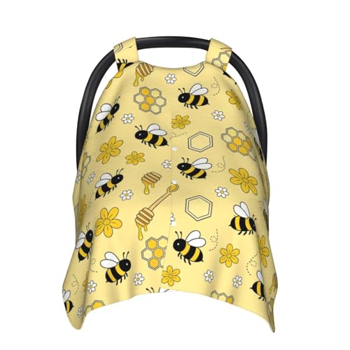 Image of Bee Baby Car Seat Canopy Cover Multi Use Nursing Cover for Mom Nursing Covers Newborn Bee Shower Gift