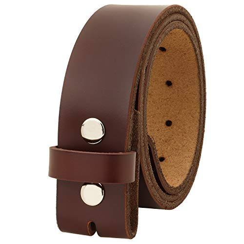 Falari Replacement Genuine Leather Belt Strap Without Buckle Snap on Strap 1.5" Wide 8005 (38 (waist 36), Brown)