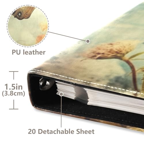 Álbum de fotos adhesivo DIY de piel PU, diseño mariposa, encuadernador de 3 anillos, 40 páginas, tamaño 11.8x11.2 pulgadas miniatura 4