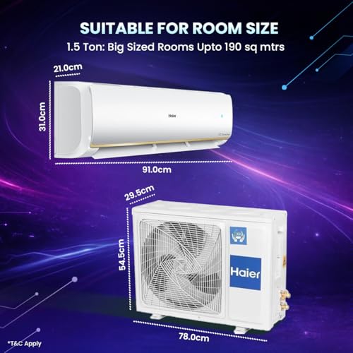 Image of Haier 1.5 Ton 3 Star, New star rated, Twin Inverter Split AC (Long Air Flow, HD Filter, 5 in 1 Convertible, Copper, 2-way Swing, Turbo Cooling even at 54C, White)-HSA17VP-R3NB-I