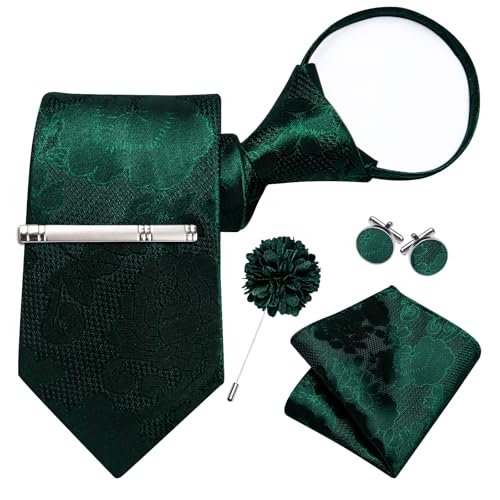 Image of DiBanGu Silk Zipper Ties for Men, Formal Pre-tied Necktie