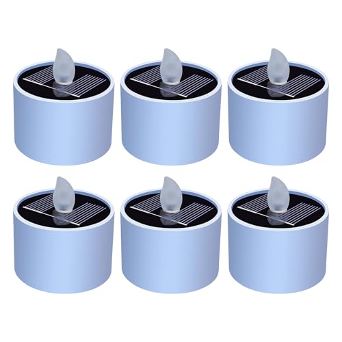 Generico Vela solar – 6 velas de té LED sin llama, resistentes al agua, parpadeantes cálidas recargables | Farol de decoración para jardín, patio, granja, uso al aire libre