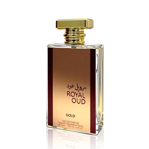 Image of Royal Oud Gold Men's Cologne 3.4 Fl. Oz Eau De Parfum, Warm Vanilla, Saffron & Oud Scents, Luxury Masculine Woody Fragrance