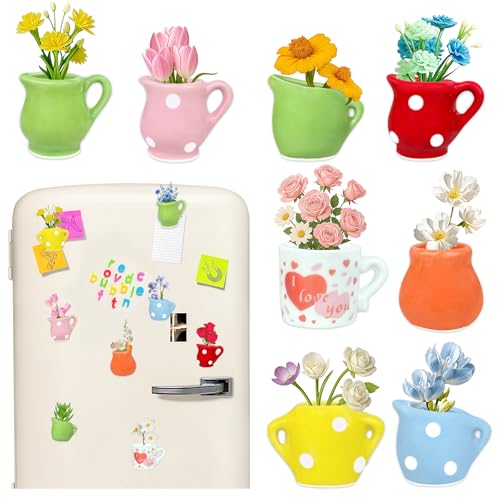 Set de 8 mini floreros magnéticos de cerámica miniatura 1