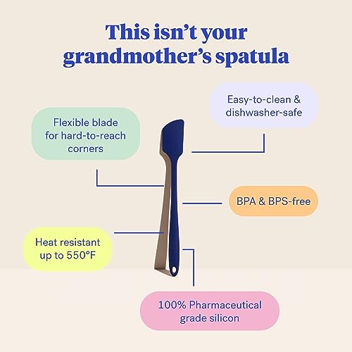 Image of GIR: Get It Right Premium Silicone Spatula - Non-Stick Heat Resistant Kitchen Spatula - Perfect for Baking, Cooking, Scraping, and Mixing - Skinny - 11 IN, Navy