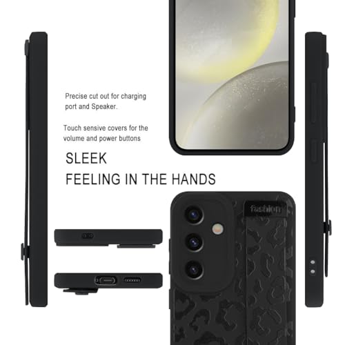Image of Compatible with Samsung Galaxy S24 Case with Strap Wrist Black