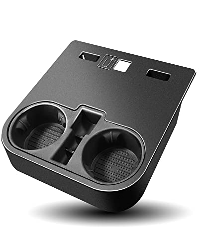 BOQNZN Car Front Center Console Cup Holder Fits for Ford F150 2015-2020 and F250 F350 F450 Super Duty 2017-2022, Front Split Bench Folding Seat Armrest Cup Holder Tray Replace HC3Z-2813562-AB