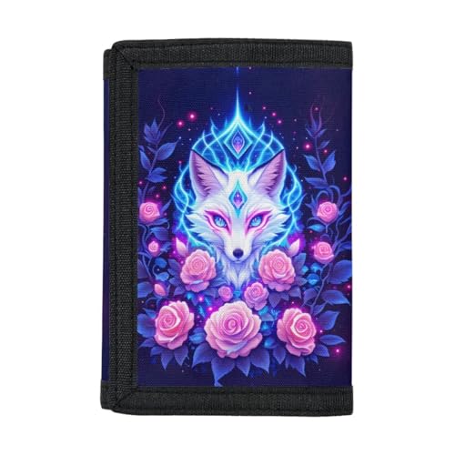 GLUDEAR Kids Boys Girls Wallet Trifold Youth Coin Pocket Card Holders Animal Wallets Money Organizer,Fox Pink Rose Floral3