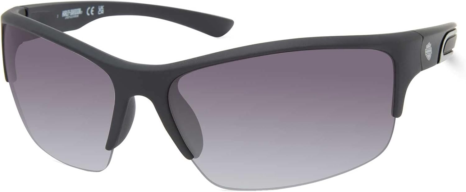 Harley-Davidson Men's Angular Wrap Sunglasses, Matte Blue Frames & Smoke Lenses