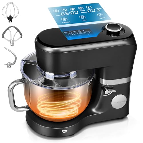 Comparison: Best 6 Qt Stand Mixer 10 VIVOHOME Stand Mixer with Fermentation, One-Touch Presets Electric Dough Mixer with 6 Qt Bowl, Kitchen Standing Mixer for Baking, Cake with Flex Edge Beater, Bread Hook, Whisk, Black