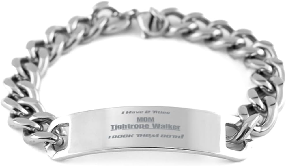 Tightrope Walker Mom Stainless Steel Bracelet for Women - Funny Gift for Mothers