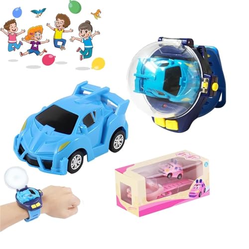 HTGFNKFQ Watch Remote Control Car Toy, 2025 New Mini Remote Control Watch Car, 2.4 Ghz 30 Meters Long Distance Racing Cars Wrist Toy for Kids Adults, Mini Remote Control Car(Blue)