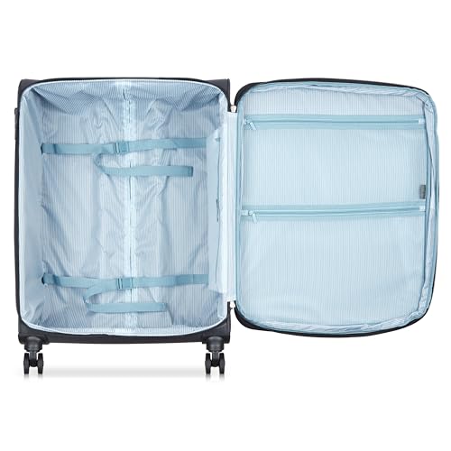 Image of DELSEY PARIS Priscilla 70 cms Medium Check-in Polyester Soft Sided 8 Wheels and Expandable Spinner Suitcase /Trolley Bag for Travel with TSA Lock- Anthracite
