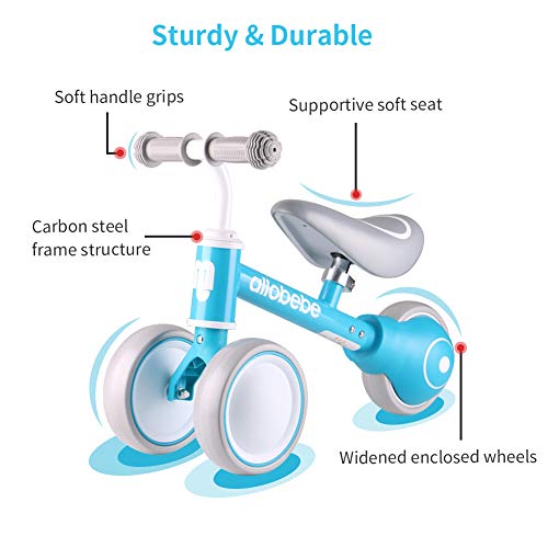 Allobebe Baby Balance Bike, Toddler Bikes Walker Bicycle For 12-36 Months Walker Toy For Boy 1-Year-Old Gifts To Scoot Around With Adjustable Seat Smooth Silent 3 Wheels #TOP4