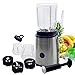 Frullatore Elettrico 3in1 Tritatutto Multifunzione con Velocità Funzione Pulse Tritaghiaccio 3 Bicchieri Vetro Termoresistente Tappo Dosatore 4 Lame Acciaio Inossidabile Contenitore Alimenti 1600W