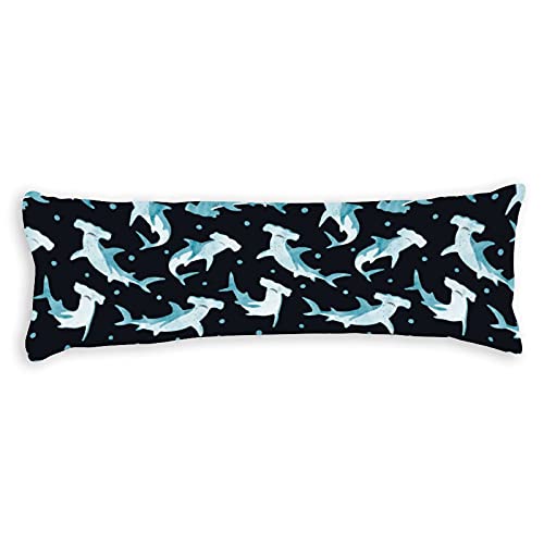 XKAWPC Hammerhead Sharks in Night Long Body Pillow Cover Pillowcase 20 x 54 inch Only Cover No Insert, White, XKAWPC