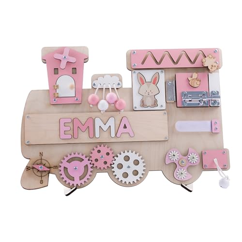 Nabytok Customized Name Puzzle for Toddlers (Fixed I J Letters) Personalized Toddlers Busy Board, Baby Personalized Board for 1-5 Years Old, Christmas Gift, Montessori Toys (Pastel Girls)