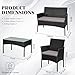 rattanstar 4 Piece Rattan Garden Furniture Sets, Outdoor Patio Conversation Set with Loveseat, Armchairs, Glass-Top Coffee Table, Cushions, PE Wicker Sofa Set for Balcony Backyard Conservatory