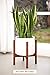 Mkono Plant Stand Mid Century Wood Flower Pot Holder (Plant Pot NOT Included) Modern Potted Stand Indoor Display Rack Rustic Decor, Up to 8 Inch Planter, Brown