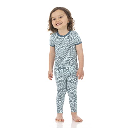 Kickee Pants Short Sleeve Pajama Set (Toddler/Little Kids) Fresh Air Waves 5 (Little Kids)
