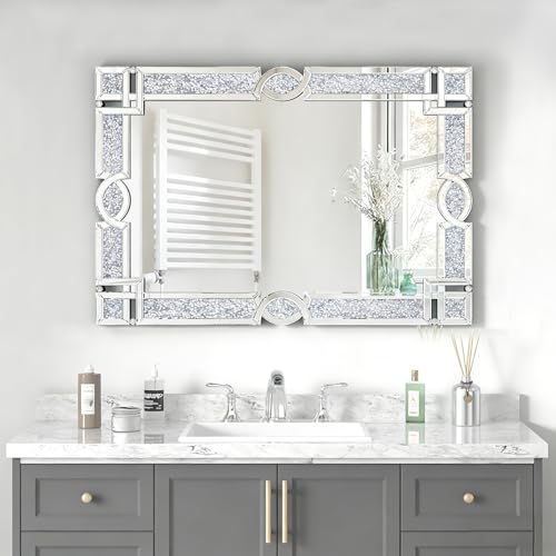 Image of Bathroom Vanity Mirrors for Over Sink, 28x39 Inche Bedroom Mirrors for Wall, Wall Mirrors Decorative for Living Room, Decorative Mirror for Decor, Entryway Wall-Mounted Mirror