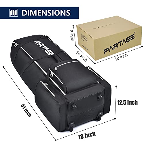 Partage Golf Travel Bag With Wheels,Golf Travel Case For Airlines, 600D Heavy Duty Oxford -Black #TOP4