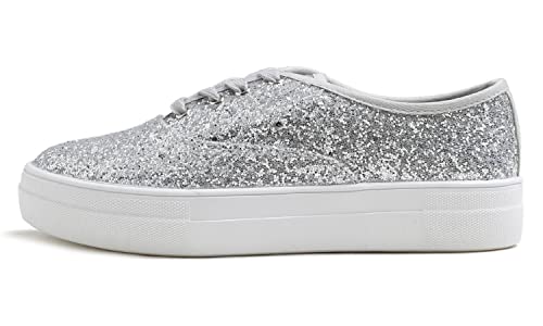 Image of FEVERSOLE Women's Fashion Dress Sneakers Party Bling Casual Flats Embellished Shoes