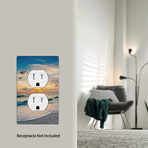 Gigszay Beach Painting Duplex Outlet Wall Plate Cover Decorative Funny Light Switch Plate Cover For Bedroom Kitchen Living Room Home Decor Standard Size #TOP5