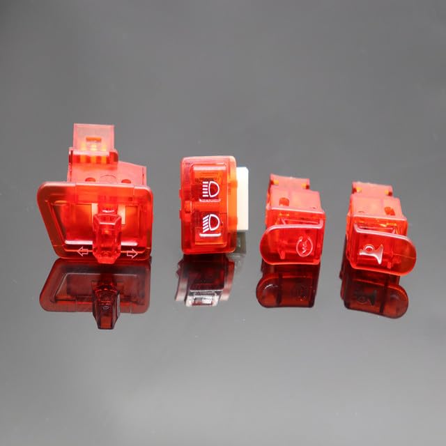AUTO-UAE - Motorcycle Switches Button Horn Turn Signal High Low Beam Electric Start Button For Hondas DIO50 AF18 AF27/AF28 AF34/AF35 (AF27-AF35 Red)