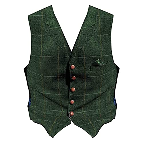 Men's Suit Vest Formal Groom's Wear Suit for Wedding Waistcoat,S-3XL to Choose (Color : Green, Size : Medium)