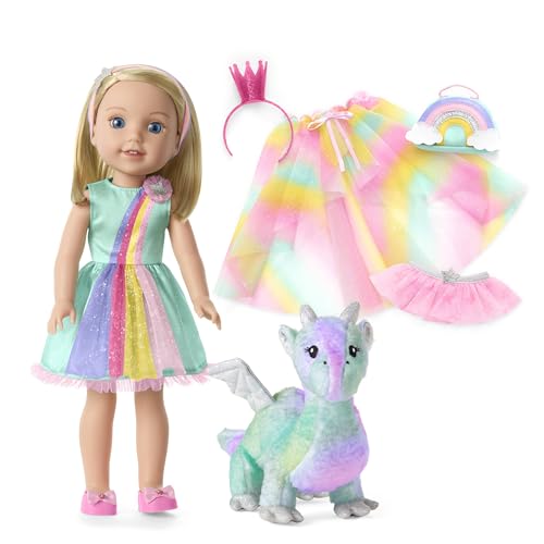 American Girl WellieWishers 14.5-inch Camille Doll Playset with Crisella the Dragon Doll Dress and Accessories and Storybook for Ages 4+ (Amazon Exclusive)