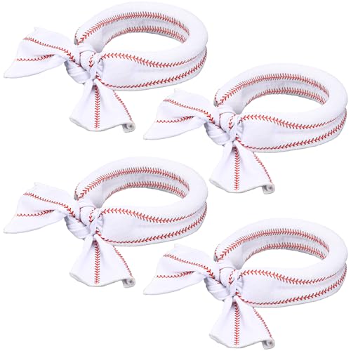 Bencailor 4 Pack Summer Cooling Towels Sports Neck Wraps Baseball Themed Design Chilly Ice Scarf for Sport Team Coach Gift Summer Adults Walking Riding Outdoor