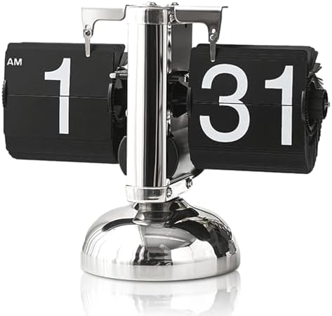 HERCHR Flip Desk Clock, Retro Digital Flip Down Clock, Retro Minimalista Singolo Piede Meccanico Automatico Flip Clock Orologio da Tavolo Display Digitale per Soggiorno Domestico(Nero)